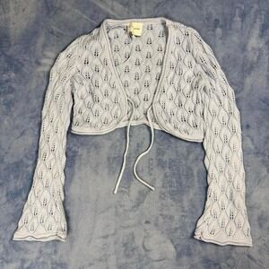 Pink Rose grey knit cardigan with tie detail women Size XS‎